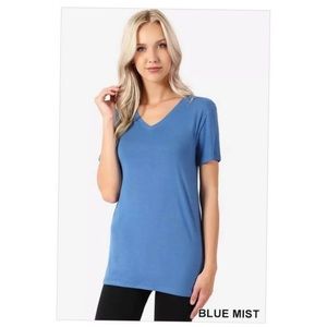 NEW Zenana Blue Mist V-Neck Tee, Multiple sizes